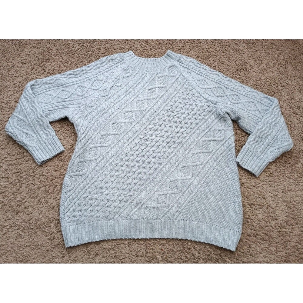 St. John's Bay Cable-Knit Pullover Gray Sweater Crew Neck Women's Size XL